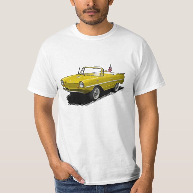 Convertible anfibio amarillo en la camiseta blanca (Anverso)