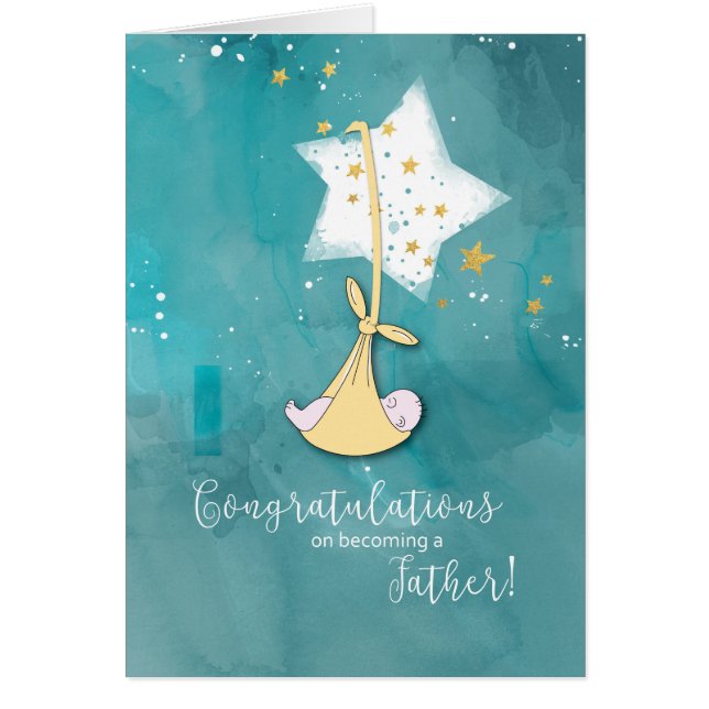 Convirtiéndose en padre, felicitaciones, bebé en e (Frente)