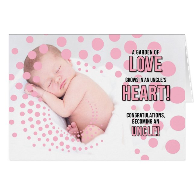 Convirtiéndose en un tío felicitaciones puntos ros (Anverso (Horizontal))