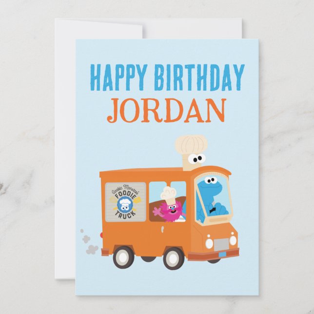 Cookie Monster Food Truck Feliz cumpleaños (Anverso)