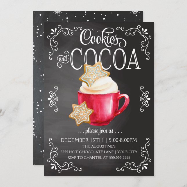 Cookies & Cocoa - Invitación al chocolate caliente (Anverso / Reverso)
