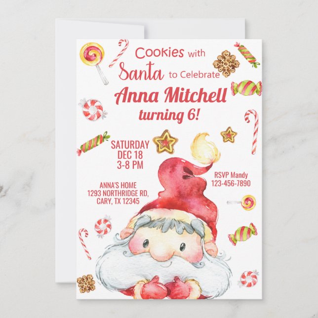 Cookies con invitación de Navidades de Santa chica (Anverso)