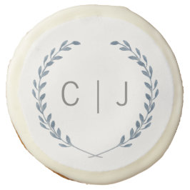 Cookies de Bodas en monograma de Laurel azul