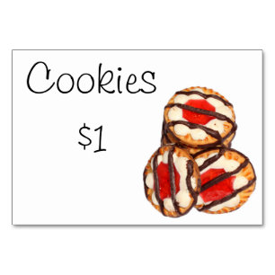 Cookies de la tarjeta de señalización de la mesa d