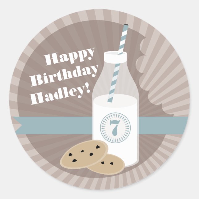 Cookies de leche Pegatina de cumpleaños chocolate  (Anverso)