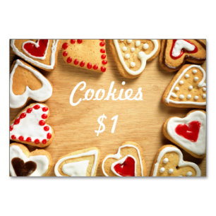 Cookies de tarjetas de señalización de mesa de ven