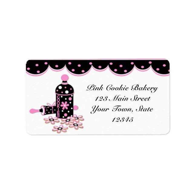 Cookies rosas, etiqueta de panadería (Frente)