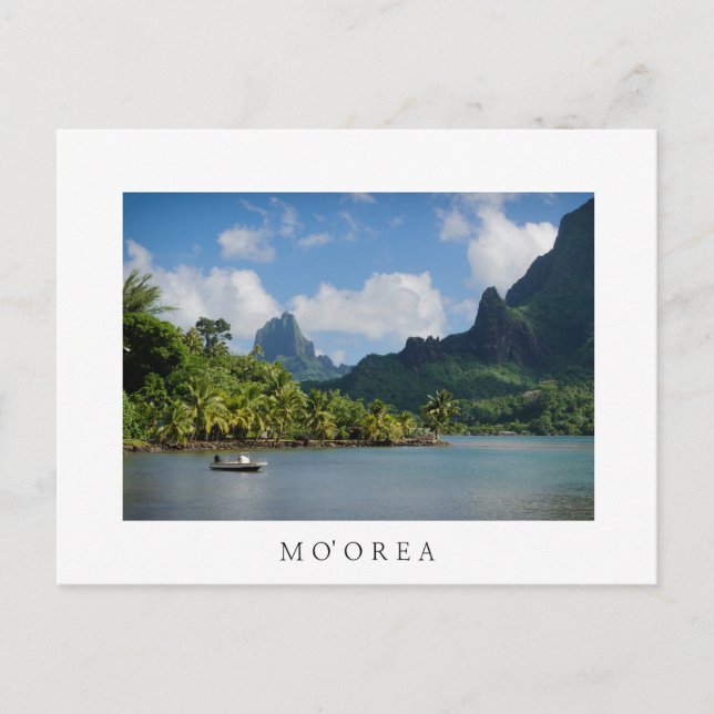 Cook's Bay, postal de texto blanco de Moorea (Anverso)