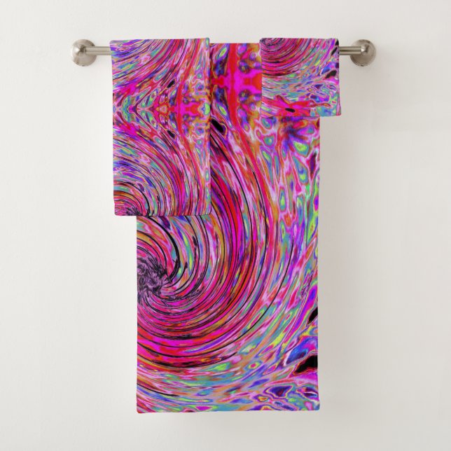 Cool Abstract Retro Hot Pink and Red Floral Swirl (In situ)