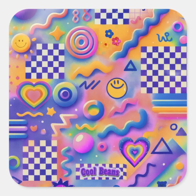Cool Beans Pastel | Pegatina cuadrada Kidcore (Anverso)