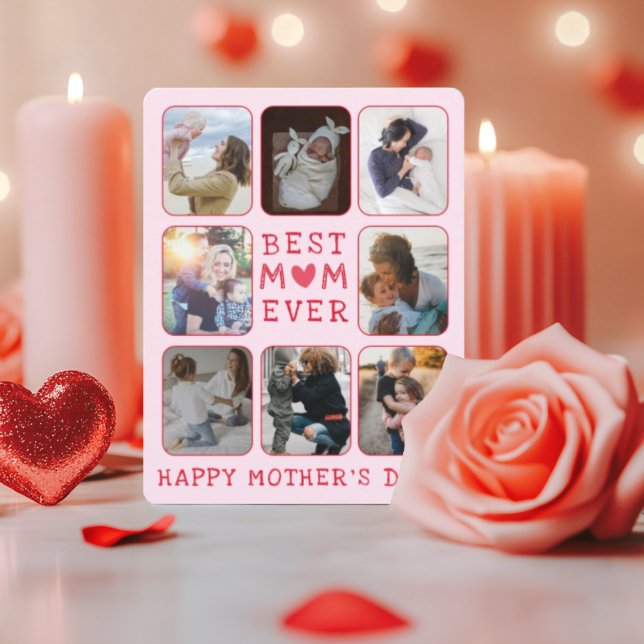 Cool Best Mom Ever Pink & Red Photo Mother’s Day  (Subido por el creador)