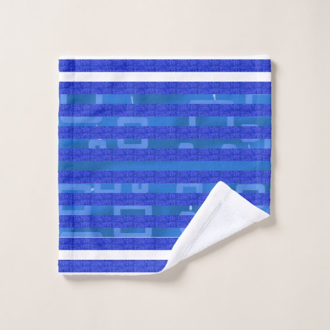 Cool Blue White Geometric Stripes (Toallita)