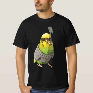 Cool Budgie in Grey Sweater and Sunglasses Illustr