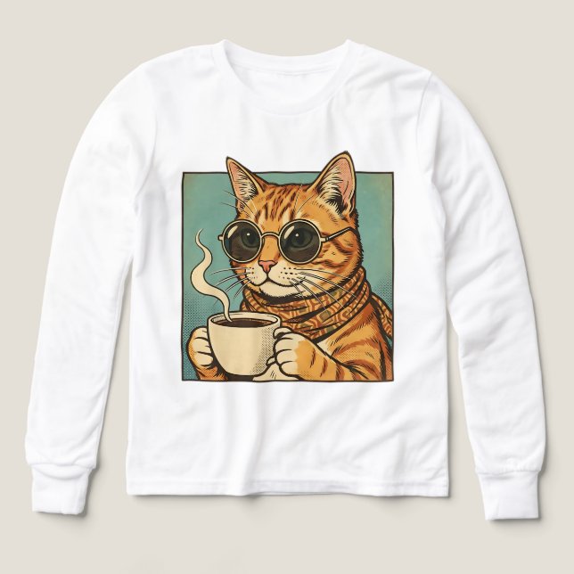 Cool Cat Coffee Retro Style Design for Cat Lovers (Diseño frontal)