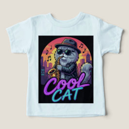 Cool Cat Saxophone – Retro Neon 90s Jazz Cat Desig