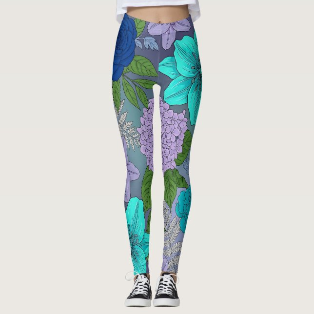 Cool colored Floral Leggings (Anverso)