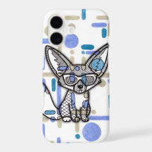 Cool Fennec Fox con gafas de sol Blue Geometric iP