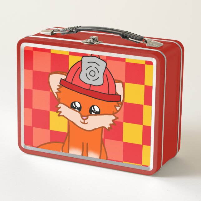 Cool Firefighter & Fox Themed Lunchbox (Anverso)