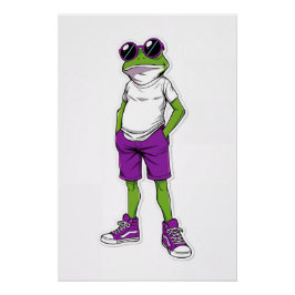 Cool Frog Poster – Funny Glasses Frog Kids WallArt