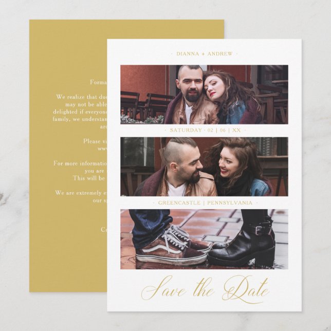 Cool Golden Romantic Wedding 3 Multi Photos (Anverso / Reverso)