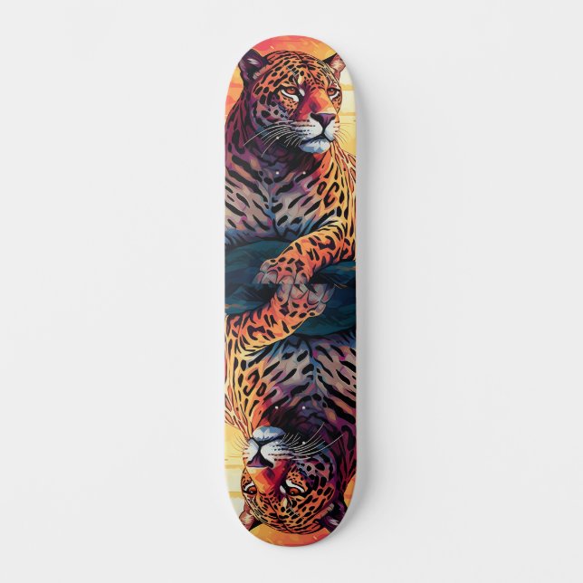 Cool Mirror Image Tropical Tiger Skateboard (Anverso)