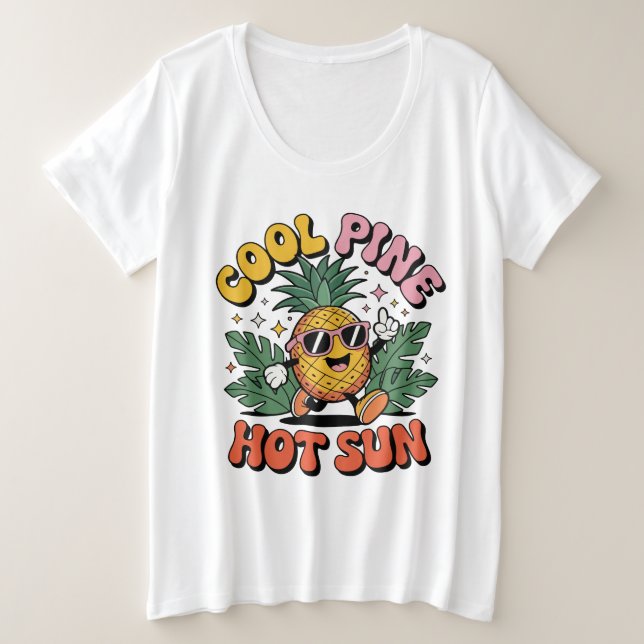 Cool Pine Hot Sun Retro Pineapple Summer Vibes (Anverso del diseño)