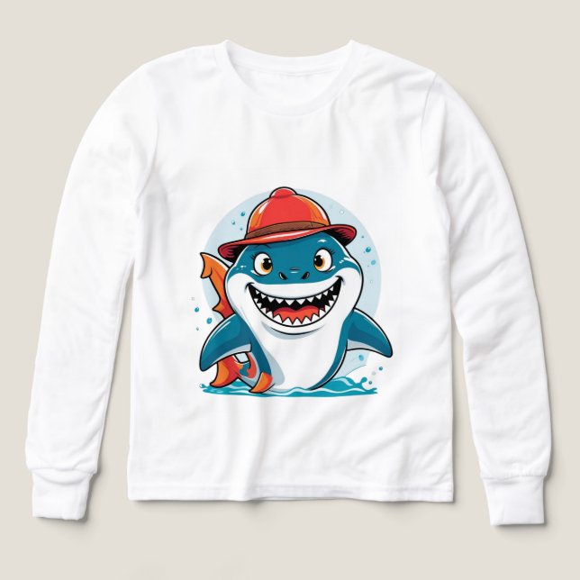 Cool Shark Adventure – Kids’ Long Sleeve Tee (Diseño frontal)