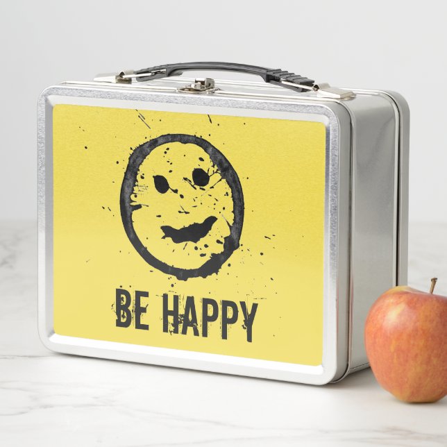 Cool Stained Happy Smiling face Custom text yellow (In situ)