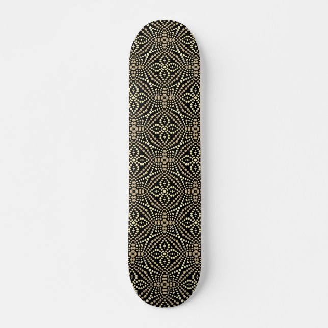 Cool Trendy Black & White Dot Art Skateboard (Anverso )