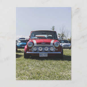 Cooper rojo mini, postal de automóviles de época