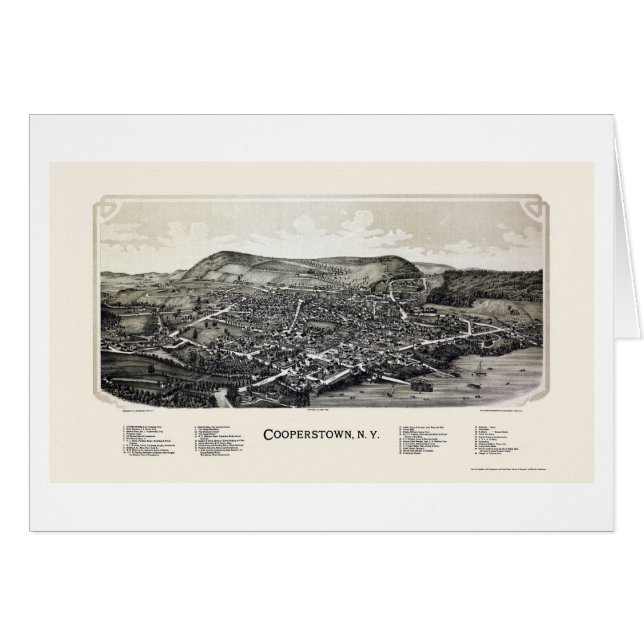 Cooperstown, mapa panorámico de NY - 1890 (Anverso (Horizontal))