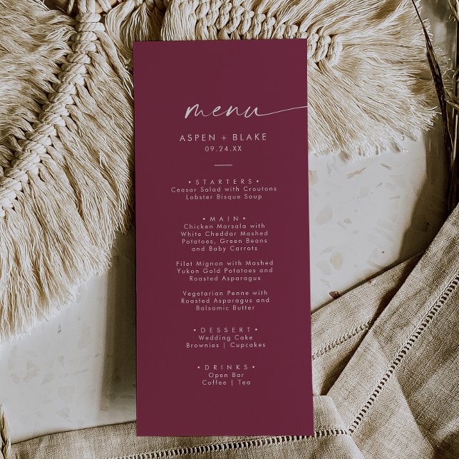 Coordenadas acuáticas modernas | Menú Boda rojo (Subido por el creador)