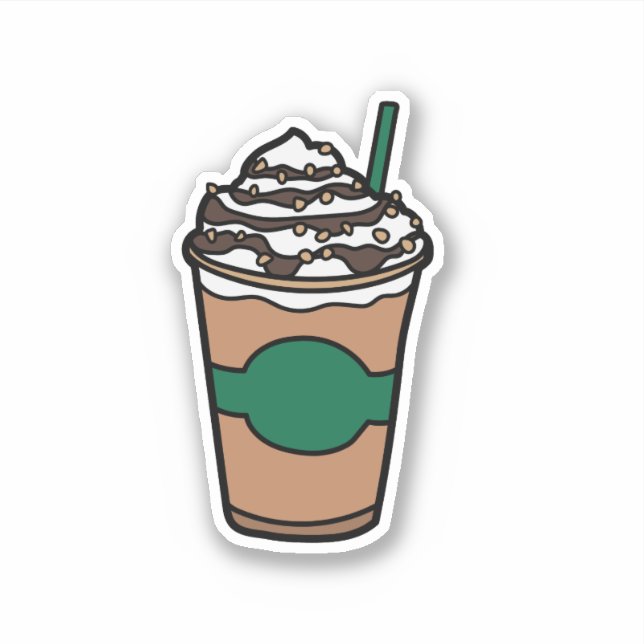Copa Animada De Frappe Pegatina De Café (Anverso)