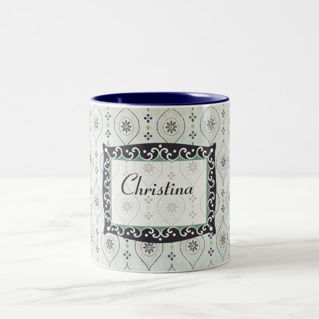 Copa Coffee Mug 2 Patrón de flores azules (Centro)