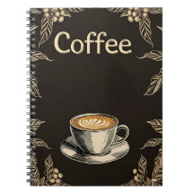 Copa Cuaderno de café Latte con hojas y cerezas
