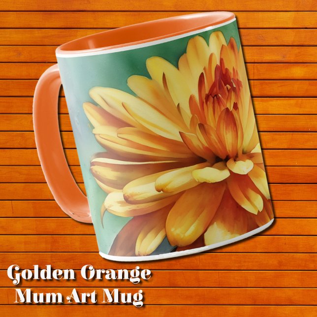 Copa de Arte de Arte de Mamá de Flores Naranja de  (Golden Orange Mum Art Mug)