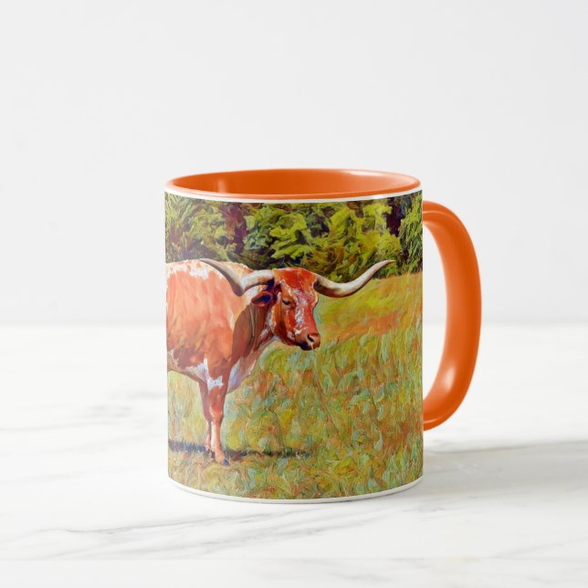 Copa de arte de Naranja de vaca longhorn de Texas (Anverso derecho)