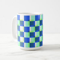 Copa de Arte Retro Cuadrado Azul y Verde azulado