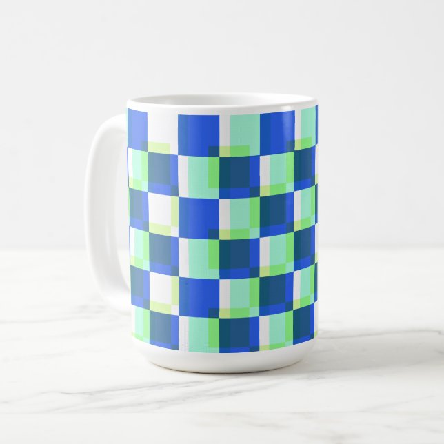 Copa de Arte Retro Cuadrado Azul y Verde azulado (Anverso izquierdo)