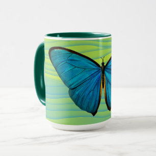 Copa de Arte Verde de Mariposa Azul Aqua