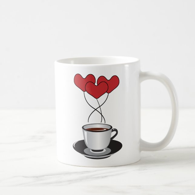 Copa de Café, Café Arabica, Café Negro, Corazones (Derecha)