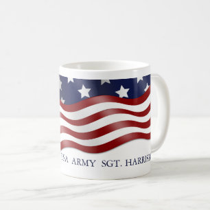 Copa de café con bandera ondeada personalizada po
