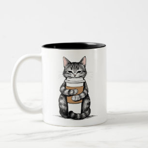 Copa de café con gato lindo