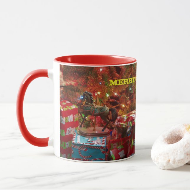 Copa de Café de los Navidades de Caballo Merry Go- (Con donut)