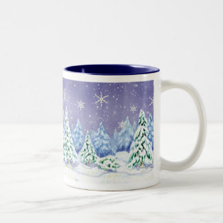 Copa de Café de Pinos de la Escena de Nieve en Win