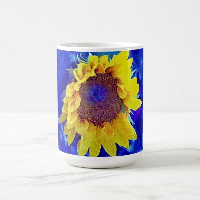 Copa de café de tazas de arte amarillo azul giraso (Centro)
