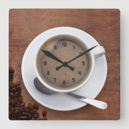 Copa de Café - Reloj de pared cuadrado