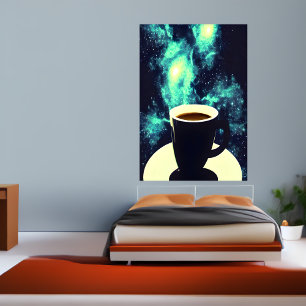 Copa de café y espacio   Poster de arte de IA