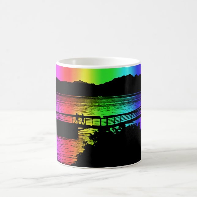 Copa de café y taza de siluetas de barro arco iris (Centro)