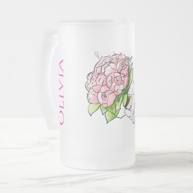 Copa de Cerveza de Vidrio Frosted Chic Floral - Re (Anverso izquierdo)